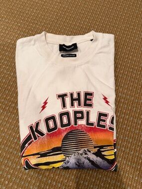 The Kooples Cream Graphic Sunset Logo Short Sleeve Tee